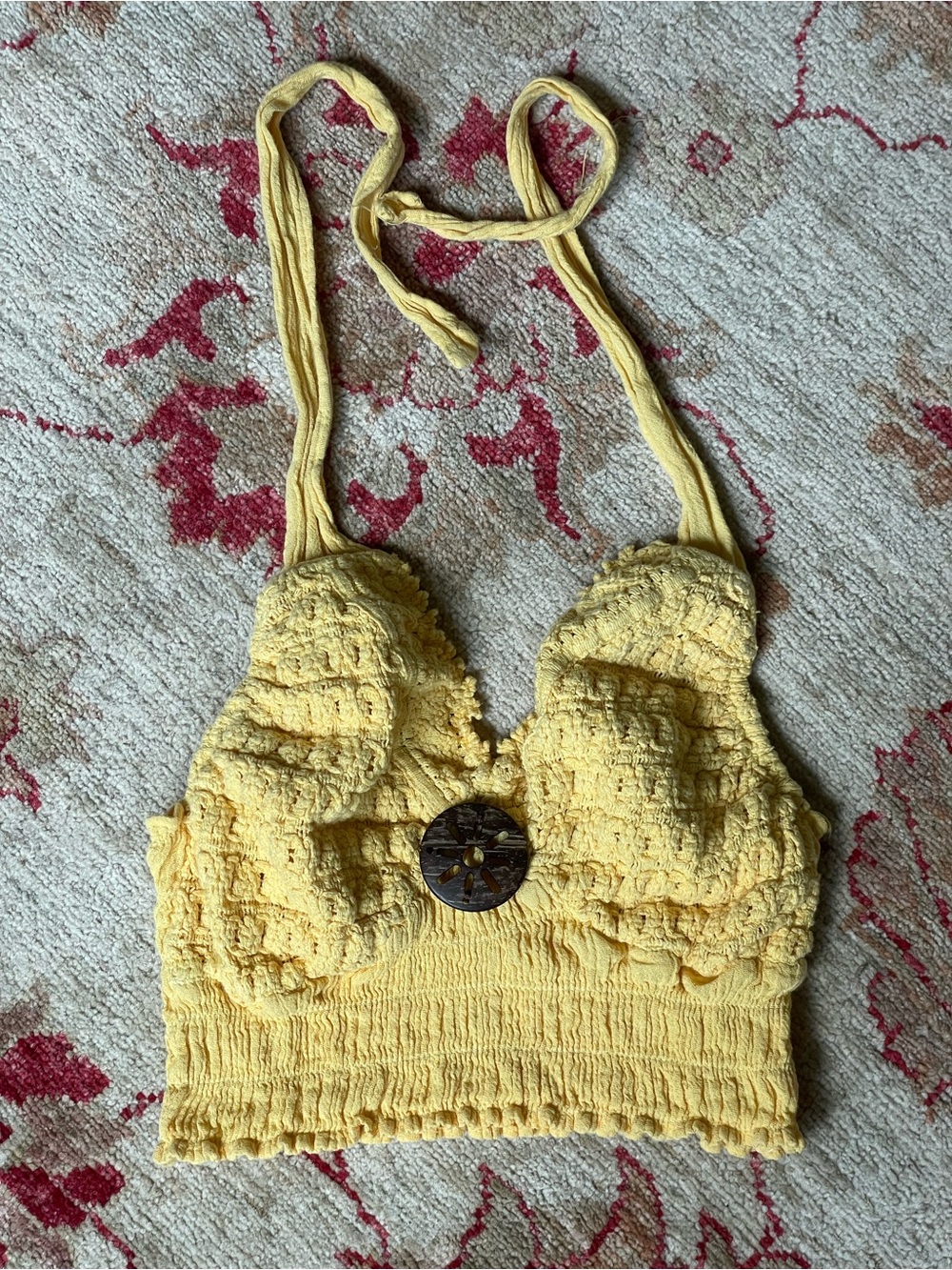 Women’s 100% Cotton Halter Top Yellow Size S/M